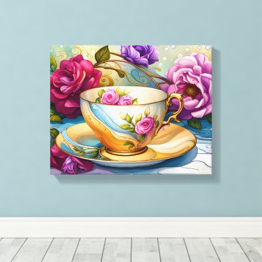 Toile Tea Time - Tea Cup Art (Insitu (Plancher de Bois))