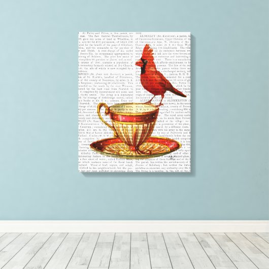 Toile Teacup Et Cardinal Rouge (Insitu (Plancher de Bois))