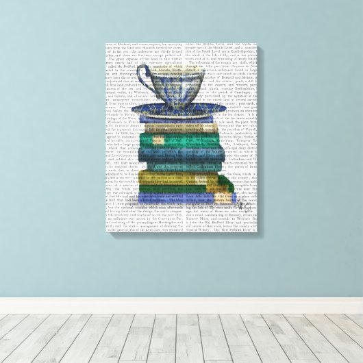 Toile Teacup et livres (Insitu (Plancher de Bois))