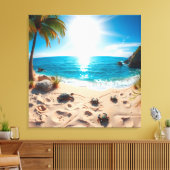 Toile Teal Watercolor Sea Turtle Coastal Zen (Insitu(Salon))