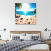 Toile Teal Watercolor Sea Turtle Coastal Zen (Insitu(Chambre))