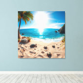 Toile Teal Watercolor Sea Turtle Coastal Zen (Insitu (Plancher de Bois))