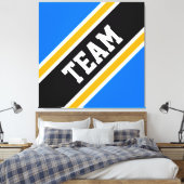 Toile TEAM Gras Bleu Clair Noir Orange Bandes de Course (Insitu(Chambre))