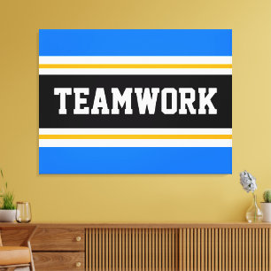 Toile TEAMWORK Sporty Bright Blue Black Racing Stripes