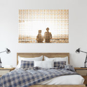 Toile Tech Black&Orange Halftone Effet Couple Beach (Insitu(Chambre))