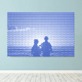 Toile Tech White&Blue Halftone Effet Couple sur la plage (Insitu (Plancher de Bois))