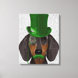 Toile Teckel avec le noir vert Tan de casquette