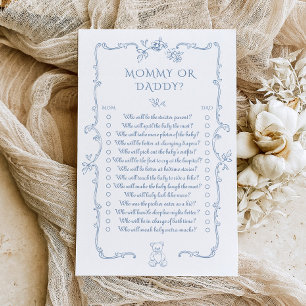 Toile Teddy Bear mama of papa baby shower spel