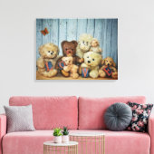 Toile Teddy mit Freunde (Insitu(Salon))