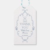 Toile  teddybeer baby shower bedankt cadeaulabel (Voorkant)