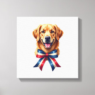 Toile Tee à double ruban du Golden Retriever patriotique