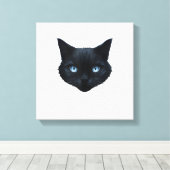 Toile Tee graphique visage de chat noir yeux bleus pour (Insitu (Plancher de Bois))