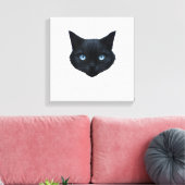Toile Tee graphique visage de chat noir yeux bleus pour (Insitu(Salon))