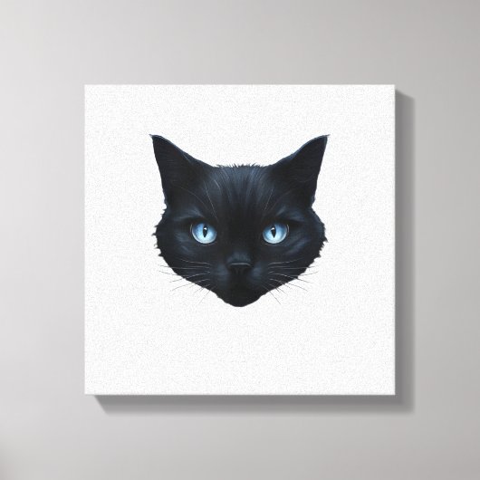 Toile Tee graphique visage de chat noir yeux bleus pour (Recto)