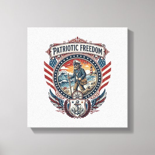 Toile Tee-shirt graphique vectoriel Patriotic Beachcombe (Recto)