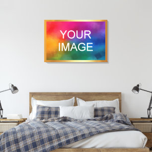Toile Téléchargez votre image photo logo sur fond doré