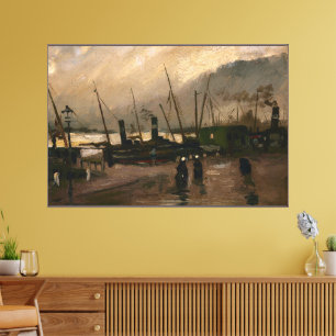 Toile Tempête au port des pêcheurs d'Amsterdam par Vince