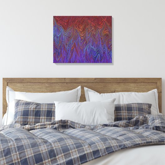Toile "Tempête neurale" Abstraite" Bleu rouge (Insitu(Chambre))