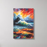 Tempête océanique enflammée - Art de paysage marin