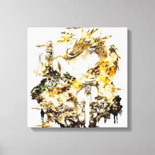 Toile Temple de dragon de mythologie asiatique majestueu