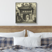 Toile Temple impérial asiatique en noir et blanc (Insitu(Chambre))