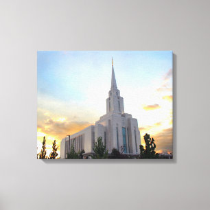 Toile Temple Mormon Oquirrh Mountain utah coucher de sol