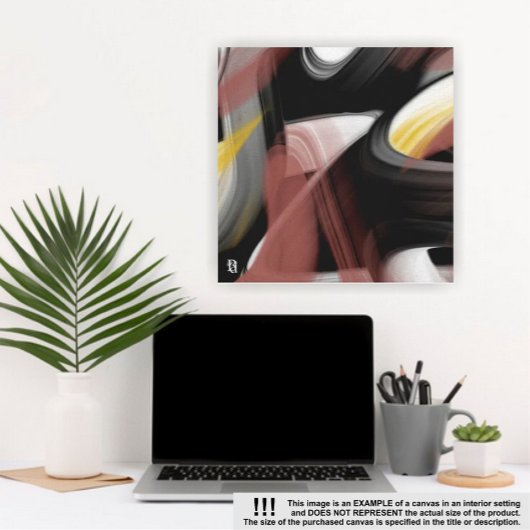 Toile Tendance de 8x8" Art Abstrait Noir Blanc Poudre