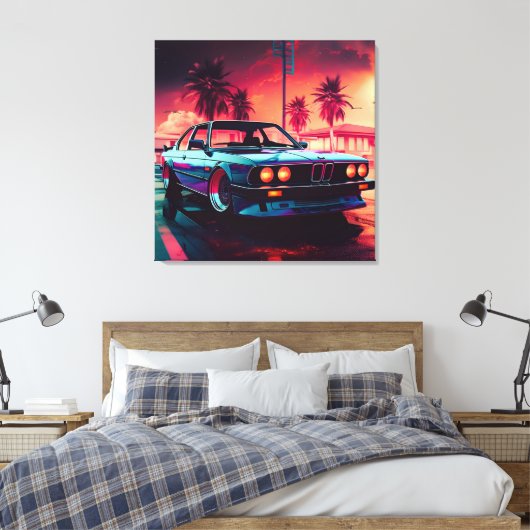 Toile Tendances Synthwave - BMW Classics AI-Génération A (Insitu(Chambre))