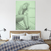 Toile Tender Black&Green Halftone Effet Sitting Girl (Insitu(Chambre))
