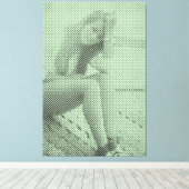 Toile Tender Black&Green Halftone Effet Sitting Girl (Insitu (Plancher de Bois))