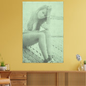 Toile Tender Black&Green Halftone Effet Sitting Girl (Insitu(Salon))