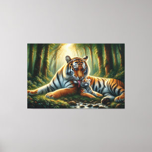 Toile Tendre Tigers Moment dans la peinture de la nature