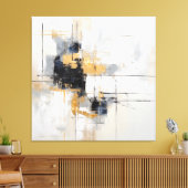 Toile tendue abstrait noir blanc or  (Insitu(Salon))