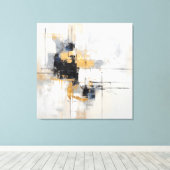 Toile tendue abstrait noir blanc or  (Insitu (Plancher de Bois))