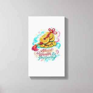 Toile tendue pièces chinoises attirant la richesse