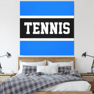 Toile TENNIS Athlétique Bleu Clair Noir Blanc Rayures