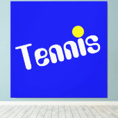 Toile TENNIS cool Blanc Jaune Diagonal Sur Bleu Vive (Insitu (Plancher de Bois))