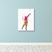 Toile tennis player at service serving silhouette 01 (Insitu (Plancher de Bois))