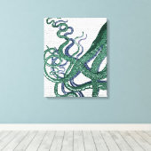 Toile Tentacles de pieuvre vert et bleu (Insitu (Plancher de Bois))