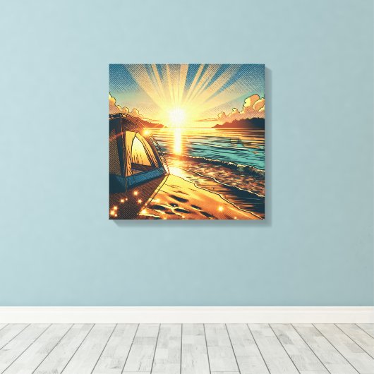 Toile Tente sur une Plage Camping à thème (Insitu (Plancher de Bois))