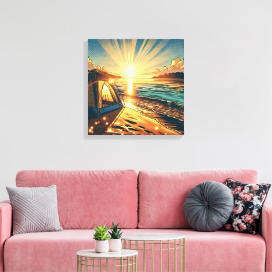 Toile Tente sur une Plage Camping à thème (Insitu(Salon))