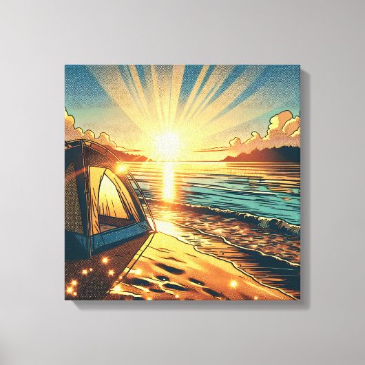 Toile Tente sur une Plage Camping à thème (Recto)