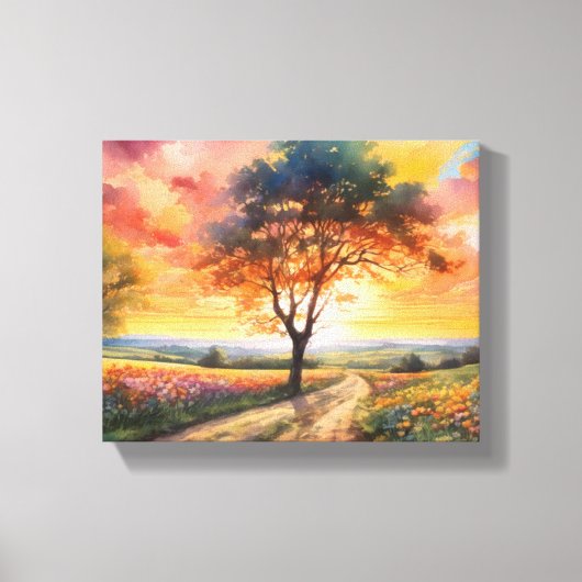 Toile Terrain de coucher de soleil paisible (Recto)