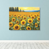 Toile Terrain De Tournesol Dans La Peinture De Pays (Insitu (Plancher de Bois))