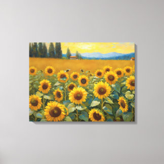 Toile Terrain De Tournesol Dans La Peinture De Pays