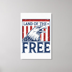 Toile Terre des Libres - Vintage USA Eagle Graphic