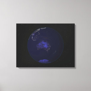 Toile Terre entière la nuit montrant les lumières de la