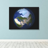 Toile Terre entière montrant la région arctique (Insitu (Plancher de Bois))