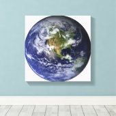 Toile Terre entière montrant l'Amérique du Nord (Insitu (Plancher de Bois))