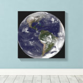 Toile Terre entière montrant l'Amérique du Nord et l'Ame (Insitu (Plancher de Bois))